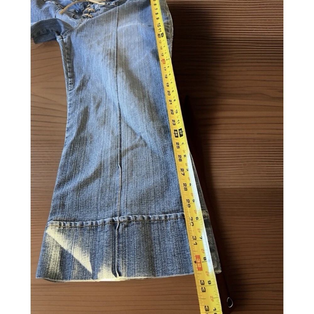 Vintage Jordache Jeans Womens 13 14 Blue Flare Lace Up Low Rise Y2K Dark Wash - Picture 6 of 7
